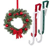 MIJOMA Lot de 4 supports de couronne de porte en plastique - Résistant aux intempéries et réglable de 32 à 52 cm - Crochets de porte, de fenêtre et de décoration (lot de 4)