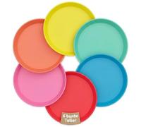 MIJOMA Lot de 6 assiettes réutilisables colorées en plastique de qualité alimentaire pour camping-car, pique-nique, voyage et extérieur