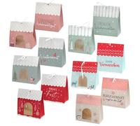 MIJOMA Lot de 6 boîtes à biscuits et chocolats de Noël avec fenêtre et ruban, 6 designs à remplir, emballage cadeau pour biscuits, chocolats, souvenirs, décoration