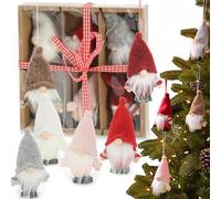 MIJOMA Lot de 6 lutins de Noël à suspendre - Jolis enfants lutins comme décoration de Noël, environ 10 cm, décorations de sapin de Noël faites à la main en 6 couleurs - Parfait pour couronne de