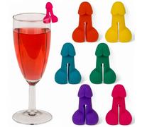 MIJOMA Lot de 6 marqueurs de verre en silicone - Marqueurs colorés pour verres à boire pour fêtes et événements - Marqueurs de verre réutilisables pour cocktails, vin et boissons - Parfait pour toute