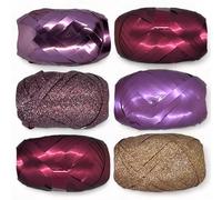 MIJOMA Lot de 6 rouleaux de ruban en polyband - Pour bricolage et emballage cadeau - Brillant et mat - 6 rouleaux de ruban cadeau de 10 m chacun - Rose, bordeaux, cuivré
