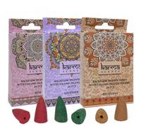 MIJOMA Lot de 60 cônes d'encens à reflux cascade pour la détente et la méditation, 3 parfums raffinés, parfaits pour la paix intérieure et la tranquillité d'esprit, Karma Mix 2, 60 cônes d'encens