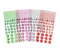 MIJOMA Lot de 608 autocollants diamant - En acrylique - Pour coller, bricoler et créer - Ronds, 132 lettres - Multicolore