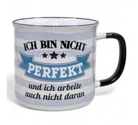 MIJOMA Lot de tasses à café, avec inscription humoristique, en céramique, passent au lave-vaisselle et au micro-ondes, tasses robustes pour le bureau et le camping (Je ne suis pas parfait)