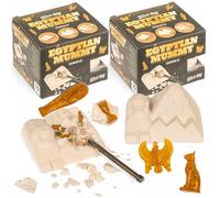 MIJOMA Momie Lot de 2 kits de jeu égyptiens pour enfants avec marteau et pinceau - Jouet éducatif archéologique avec 10 figurines à collectionner