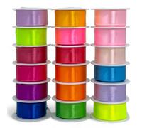 MIJOMA Rubans cadeaux en tissu coloré, 18 rouleaux de 2 m - Ruban polyvalent pour la décoration, les travaux manuels et l'emballage de cadeaux, largeur 1,5 cm, en 100% polyester (couleurs colorées)