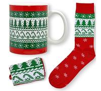 MIJOMA Set de chaussettes de tasse - Coffret cadeau - Tasse à café avec chaussettes - Taille unique - Tasse en céramique de 300 ml - Pour boissons chaudes et froides, thé, café, chocolat chaud (tasse