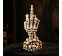 MIJOMA Squelette - Figurine décorative Fuck Off sur tête de mort - En polyrésine - Style gothique - 15 cm - Idée cadeau