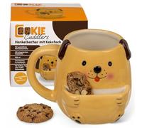 MIJOMA Tasse à Café et Thé Avec Compartiment à Biscuits, Cookie Cuddlers 400 ml en Céramique (Chien)
