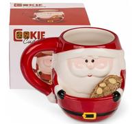 MIJOMA Tasse à Café et Thé avec Compartiment à Biscuits, Gobelet avec Plateau, 450 ml, en Céramique, Motif de Père Noël