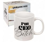 MIJOMA Tasse à café « I'm CEO Bitch » - Tasse élégante en faïence avec impression déclaration - 325 ml - Tasse à anse pour bureau, bureau à domicile, femmes puissantes et fondatrices