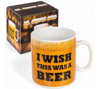 MIJOMA Tasse à café XL - Tasse humoristique « I Wish This Was a Beer » - Grande tasse de 800 ml - Idée cadeau pour les amateurs de bière
