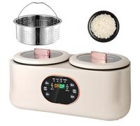 Mijoteuse Double, cuiseur à Riz 1,8 L 1,8 L avec casseroles Doubles, cuiseur à Riz à Faible teneur en Sucre à Double orthographe, Doublure antiadhésive