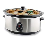 Mijoteuse Electrique 6,5L en acier inoxydable 4 positions Pieds et cuve antidérapants avec Couvercle de sécurité en verre
