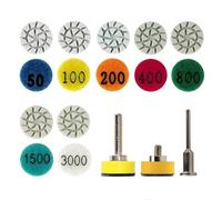 MiJunHD Lot de 16 mini tampons de polissage diamant de 25 mm, 7 différents grains 50#-3000# - Disques de ponçage à l'eau et filetage M6/tige de 3 mm/6 mm, support auto-agrippant pour un meulage fin
