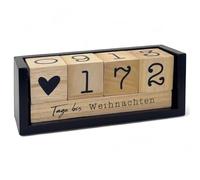 MIK funshopping Calendrier de compte à rebours en bois - Cube annuel avec barre à thème, 432 jours comptable - mariage, anniversaire, examen, vacances - Polyvalent (noir/naturel)