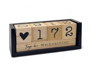 MIK funshopping Calendrier de compte à rebours en bois - Cube annuel avec barre à thème, 432 jours comptable - mariage, anniversaire, examen, vacances - Polyvalent (noir/naturel)