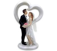 MIK funshopping Figurine de gâteau de mariage en polyrésine peinte à la main - Figurine pour mariage, cérémonie de mariage et table (baiser avec cœur)