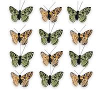 MIK funshopping Papillons décoratifs à clip pour une décoration colorée (lot de 12 pièces, abricot-vert clair)