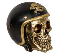 MIK funshopping Tirelire en forme de tête de mort (crâne avec casque de moto doré)