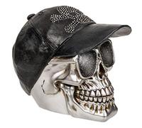 MIK funshopping Tirelire Tirelire Tête de mort Skull (Crâne avec casquette de baseball argentée)