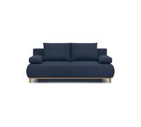 Banquette convertible 3 places MIKA - Tissu bleu foncé - Coffre de rangement - L 192 x H 84 x P 93 cm Bleu