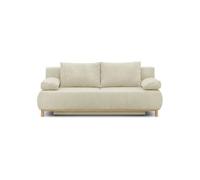 MIKA Banquette Convertible 3 Places Velours côtelé Beige - Coffre de Rangement - L 192 x H 84 x P 93 cm