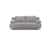 Mika Canapé convertible MIKA 3 places velours côtelé gris clair avec coffre L192 x H84 x P93 cm