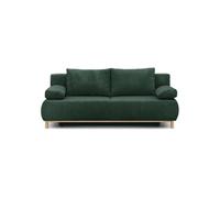 Banquette convertible 3 places MIKA - Velours côtelé Vert foret - Coffre de rangement - L 192 x H 84 x P 93 cm Vert