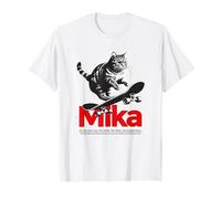 MIKA - beau nom de garçon avec un chat & skateboard T-Shirt