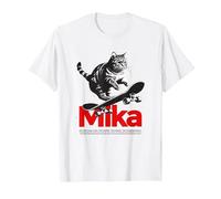 Mika - Beau nom de garçon avec Un Chat & Skateboard T-Shirt, Homme, Blanc, 5XL