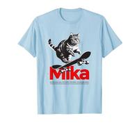Mika - Beau nom de garçon avec Un Chat & Skateboard T-Shirt, Homme, Bleu Céleste, 3XL