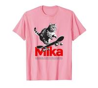 Mika - Beau nom de garçon avec Un Chat & Skateboard T-Shirt, Homme, Rose, 3XL