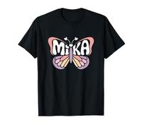 Mika Butterfly - Word Art personnalisé avec nom Mignon T-Shirt