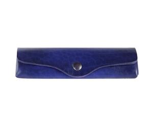 Mika Étui à lunettes en cuir 16 cm bleu
