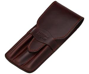 MIKA Idena 28057202 Trousse en Cuir véritable pour 3 stylos et stylos de Toutes Sortes, pour stylos et stylos Marron 17 x 7 x 2 cm