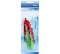 Mikado Belona Rig Double Compartiment pour Pêche Carnassier, Village et seelachs, Taille 10, DREI, Plumes colorées, Rouge