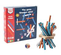 Mikado - Jeu d'empilage avec bâtons en bois de 16 cm, casse-tête | Jouet d'entraînement de coordination œil-main, idéal pour les réunions de famille, les fêtes, les voyages et la classe.