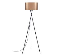 MIKADO - Lampadaire Trépied Métal Noir - Abat jour Cuivre et Chromé - Diam 34 x H 140 cm