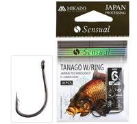 MIKADO Tanago Lot de 10 crochets d'accrochage tranchants et polyvalents avec œillet Rig - Hameçons pour la pêche à la carpe de taille 2 à 12
