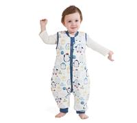 MIKAFEN Gigoteuse d'hiver pour bébé avec Pieds 2,5 Tog Gigoteuse d'hiver Coton pour Enfants garçons et Filles,105-115cm/4-5 Ans, Pingouin Bleu