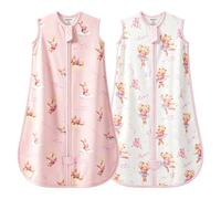 MIKAFEN Lot de 2 Gigoteuses d'Été Bébé 0,5 Tog, Rose 80 cm 6-14 Mois | 100% Coton,ModèLe Sans Manches à Jambes SéParéEs, Permet De Marcher Et Ramper Librement, Fermeture éClair Double Sens,