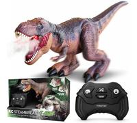 mikamax Dinosaure RC T-Rex - Effet de respiration à la vapeur - Dinosaure qui marche à distance - Lumière et son - Fumée réaliste - Jouet interactif pour enfants - Cadeau