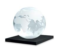 mikamax Earth Storm Glass - Verre météo décoratif avec carte du monde - Boule en verre avec socle en bois - Pour afficher les changements météorologiques