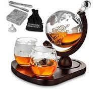 Mikamax - Globe Decanter Deluxe Set - Carafe Prestige Décanteur Globe Et Ses 2 Verres - Set De Carafe À Whisky - Inclus 2 Verres Globe À Whisky - 850 ML - Transparent - Set De Carafe En Verre