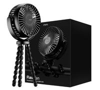 mikamax Flex Fan - Batterie externe intégrée - 5200 mAh - Mini ventilateur - Avec batterie externe - Ventilateur pieuvre - Noir