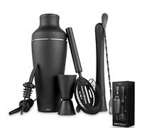 Mikamax - mm - Cocktail Shaker Set - Cocktail Shaker Set - Ensemble De 8 Pièces Noir Mat - Livre De Recettes Inclus