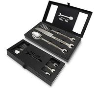 MikaMax - No. 10 Wrenchware Set - Jeu de Clé - Numéro de Clé 10 - Couvert de Camping - Couteau, Fourchette et Cuillère - Acier Inoxydable - 25,5x13x3,5 cm - Tool Set - Camping Gadgets