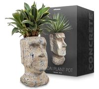 Mikamax - Moai Plant Pot - Moai Île De Pâques Pot De Fleurs - Pot De Fleurs - Easter Island Moai Planter - Concrete Flower Pots - Ø 40 X 24 X 24 Cm